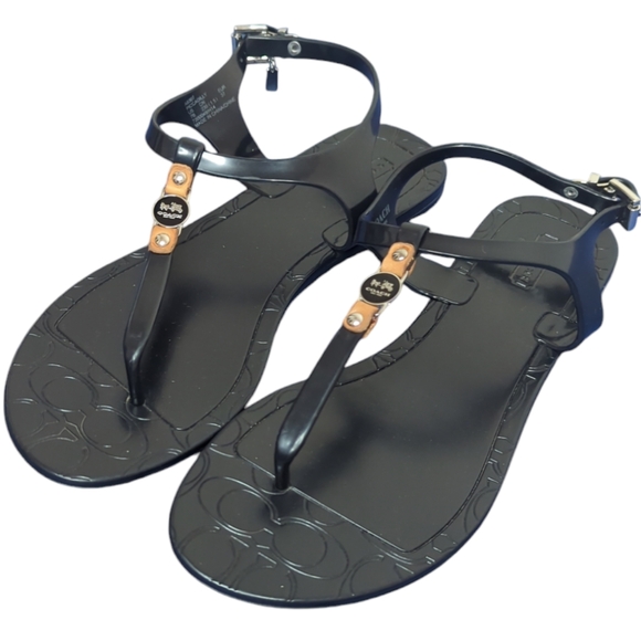 Coach New York Piccadilly Rubber Sandals Size 7 - Picture 1 of 6